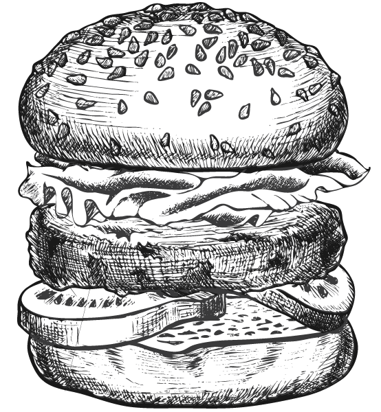 Hamburger in krijttekening