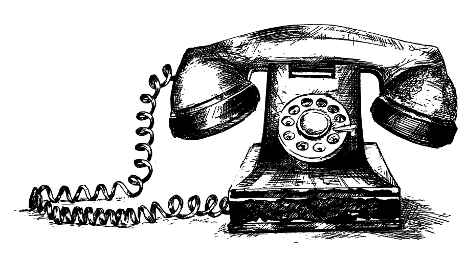 Krijt tekening van een oude telefoon met hoorn